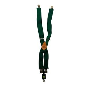 NEW John Deere Men's Green Suspenders Adjustable Y Back Leather Patch Clips